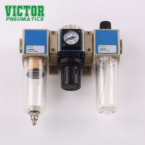 Victor 1/2" NPT Compressed Air Filter Regulator, 5 Micron Brass Element, Poly Bowl, Semi-Auto Drain, Metal Bracket, 0-150 Psi Gauge