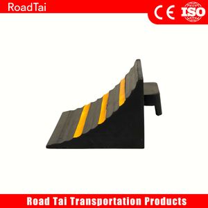 Heavy Duty Rubber Wheel Chock with Reflective Yellow Stripes