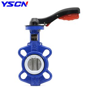 Cast Iron Steel Full PTFE Lined Flange End Wafer Type Butterfly Valve