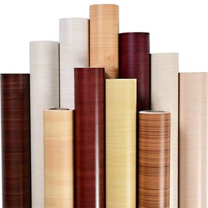 Wholesale Water-Based Glue Self Adhesive PVC Wood Grain Vacuum Film for Home Furniture Decorative Film Paper Decorative MDF