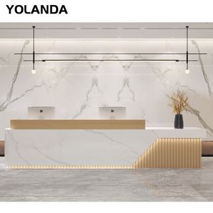 Yolanda High End Modern Luxurious Office Building Furniture Large Front Desk Salon SPA Beauty Lobby Welcome Reception Desk