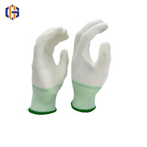 White Polyester Palm Coated PU Painting Safety Work Glove
