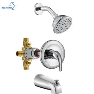Aquacubic Cupc CE Certified Hot and Cold Water Modern Pressure Balance Chrome Bathroom Wallmount Shower Set