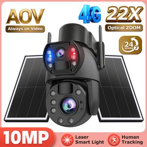 New Solar 4G Aov 22X PTZ Camera with Cloud TF Card Storage Night Vision Home Solar Security CCTV Camera No Need Power 24 Hour Recording Video Hikvision Dahua