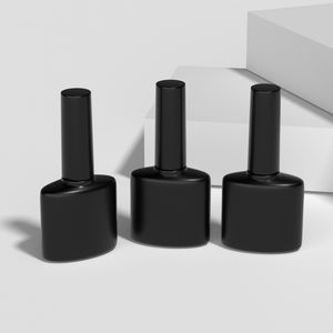Matte Black Empty Nail Gel Bottle with Brush Cap UV Protection Glass Nail Bottle 6ml/10ml/15ml Customizable
