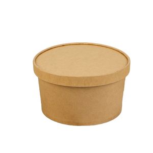 Biodegradable Kraft Paper Bowl Custom Logo Paper Salad Bowl with Lid Biodegradable Paper Bowl Kraft for Food Packaging