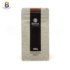 Custom Printed 250g 500g Coffee Bean Powder Packaging Bag Stand up Flat Bottom Pouch with Valve
