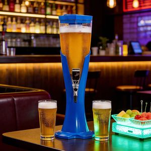 Wholesale Custom Logo Portable 2L 3L 1L Plastic Bar Club Plastic PC Beverage Juice Dispenser Table Top Wine Draft Beer Tap Beer Tower with Ice Tube