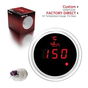Mrgauge Oil Temperature Gauge 52mm 12/24V Range 50-150°C with LED Alarm
