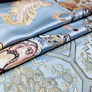 Luxury Textile Materials Stock Polyester Rayon Dyed Jacquard Damask Curtains Fabric