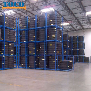 Commercial Light Duty Plywood Collapsible Tyre Racking with Wood Deck