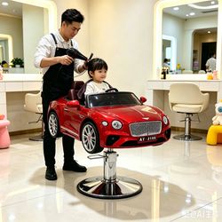 Electric Children's Hairdressing Chair, Car Hair Salon Chair, Height-Adjustable Swivel Chair, Musical Children's Car Hair Salon Chair
