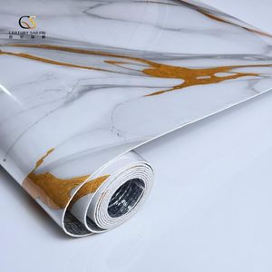 Waterproof Marble PVC Vinyl Wall Panels Stickers for Kitchen Decor