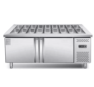 2m Seasoning Table Sauce Table Small Dish Table Slotted Salad Cabinet Refrigerated and Frozen Commercial Can Be Customized