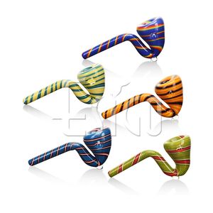 Esigo Handmade Colorful Striped Glass Pipe Tobacco Smoking Pipe with Unique Swirl Design for Herb Dry Leaf