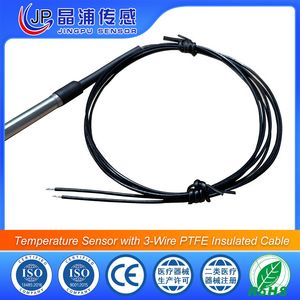 PT100 Thermal Resistance Temperature Sensor with 3-Wire PTFE Insulated Cable