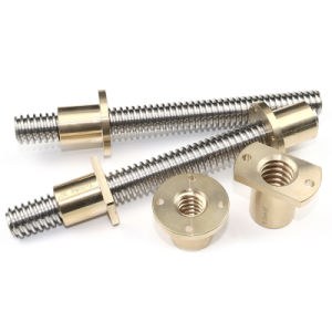 Diameter 8mm Pitch 2mm, Number of Starts 4 1000mm Length Trapezoidal Stainless Steel Rod Lead Screw with Brass Nut