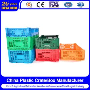 Fruits Vegetable Tomato Potato Apple Stackable Collapsible Heavy Duty Foldable Crate for Marketplace/Farm/Logistics Warehousing