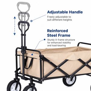 Newest Garden Trolley with Adjustable Handle Foldable Multifunctional Campervans Beach Folding Wagon
