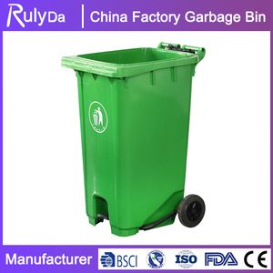 4 Wheel 240L Lidded HDPE Recycle Outdoor Plastic Rubbish Dustbin Trash Can
