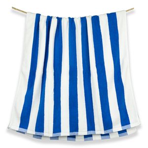 Luxury 100% Cotton Fade-Resistant Classic Blue White Stripe Pool Towels for Hotels