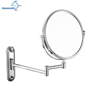 Aquacubic Modern Bathroom Double Sided Mirror 3X Bright Silver Brass Frame Waterproof and Anti-Fog Foldable Makeup Mirror