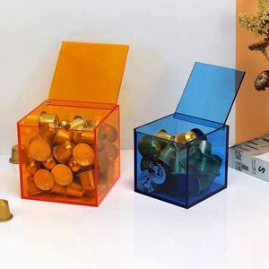 Customized Transparent Colored Acrylic Plastic Box, Candy Jewelry Flower Gift Box with Lid Storage Box