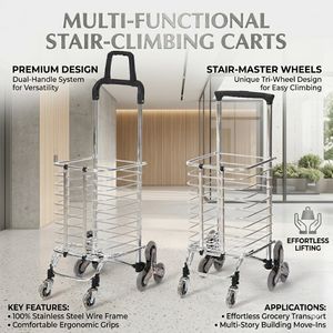 Heavy-Duty Trolley Cart with 360° Swivel Wheels Portable Climbing Stairs Luggage Shopping Supermarket Folding Trolley Cart