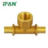 Ifan Commercial Price DIN 16836 Pex Sliding Fittings 1/2"-1" Plumbing Materials Female Thread Tee Brass Pex Fittings