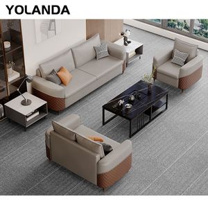 Yolanda Furniture Office Sofa Design Modern 1 2 3 Seat Leather Sofa Set Waiting Room Sectional Sofa
