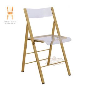 New Design Events Golden Stainless Steel Frame with Clear Acrylic Folding Chair