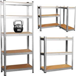 Adjustable 5 Layer Warehouse Storage Shelving, Garage Industrial Boltless Metal Rack Shelves
