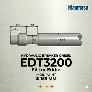 Manmosu 165mm Moil Point Tool Edt3200 Rock Demolition Chisel