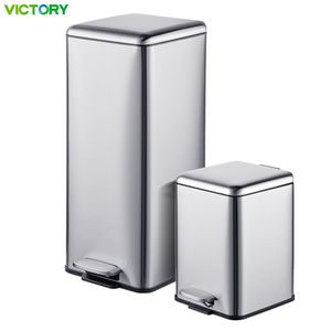 6/12/20/30L Household Kitchen Stainless Steel Pedal Bin Rectangular Trash Can Dustbin